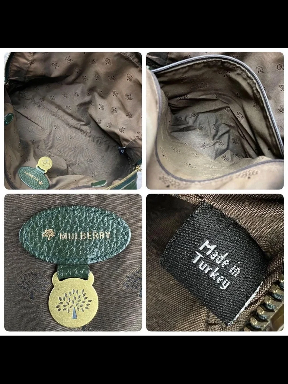 Mulberry Dark Green Pebbled Leather Shoulder Bag with Gold Turn Lock